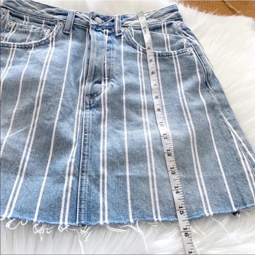 Boyish Denim Mini Skirt Blue Stripe Corey made me criminal Raw Edge High Rise.